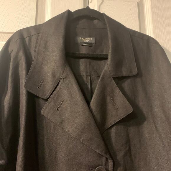 Talbots Women's Pure Irish Linen Blazer Jacket Size 3X Black Asymmetric Career - Picture 3 of 9